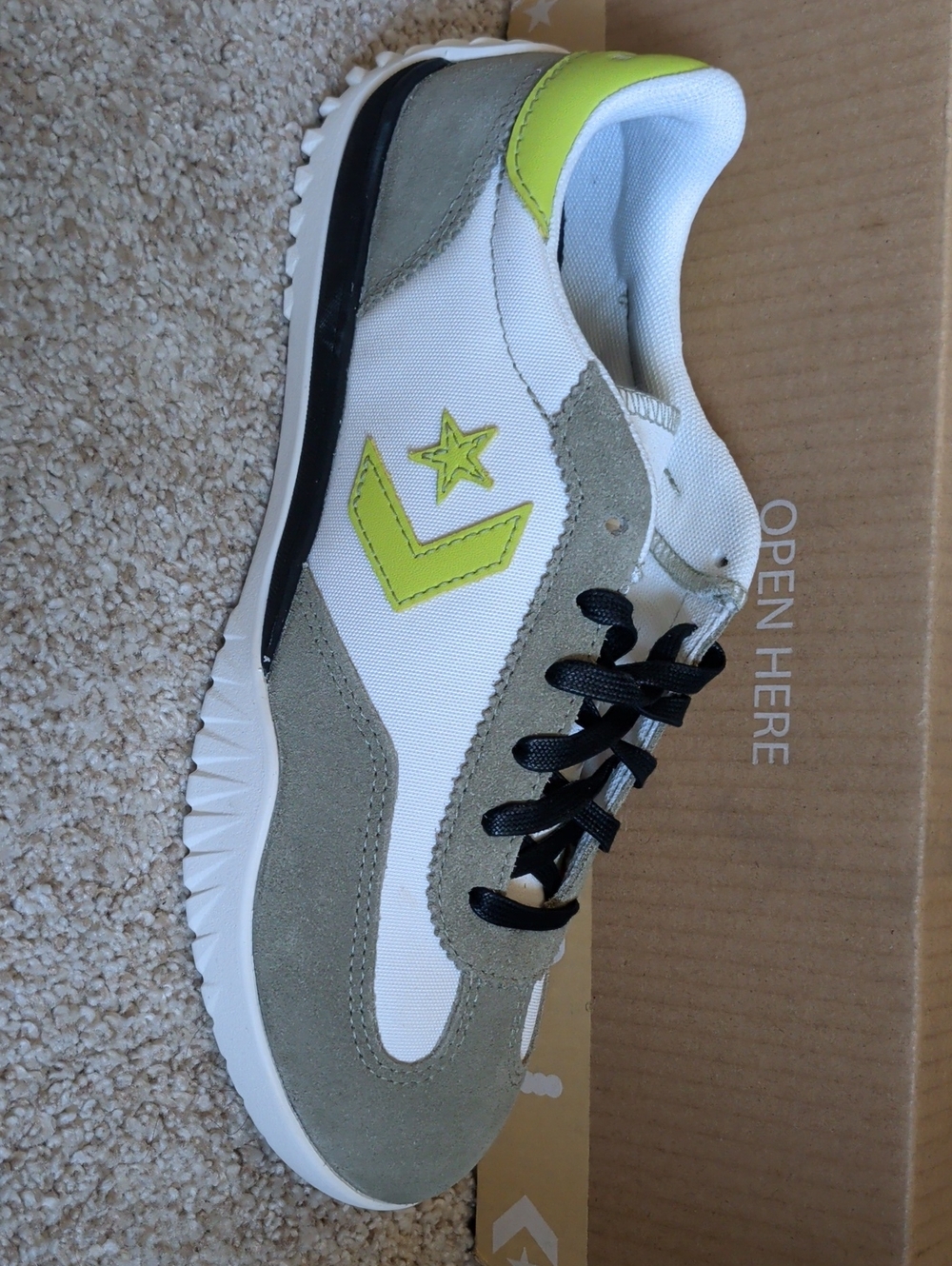 Women's Suede Custom Converse Sneaker in White, Gray & Green